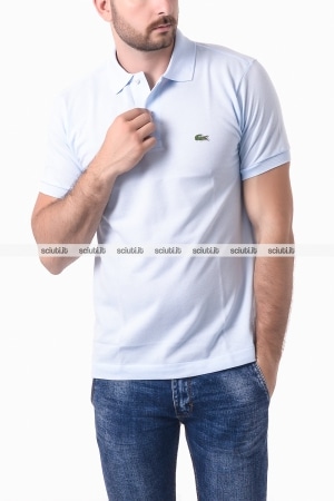 Polo Lacoste uomo celeste chiaro petit pique classic fit