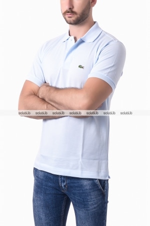 Polo Lacoste uomo celeste chiaro petit pique classic fit