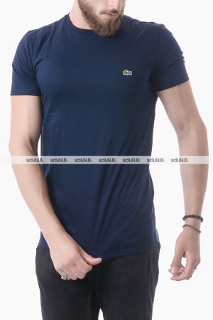 Tshirt Lacoste uomo girocollo in jersey blu