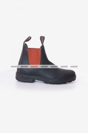 Stivaletto Blundstone uomo marrone scuro in pelle dettagli arancione