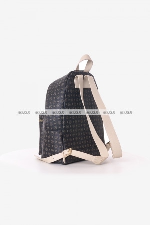 Zaino Pollini Heritage donna nero dettagli bianco avorio