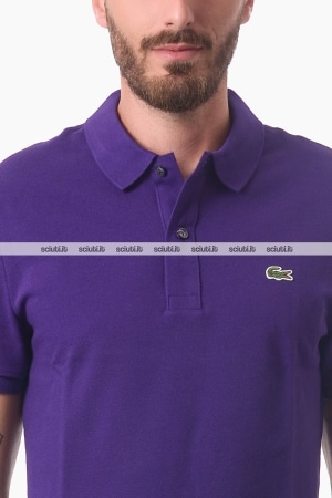 Polo Lacoste uomo viola scuro slim fit in petit pique