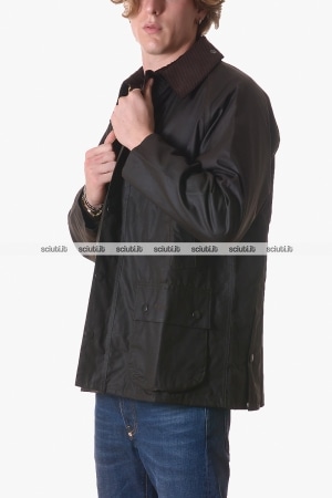 Giacca Barbour uomo marrone scuro Classic Bedale in cotone spalmato