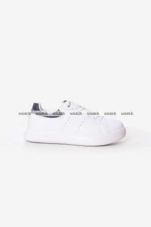 Scarpe Trussardi uomo bianche Yrias Ltx dettagli blu scuro