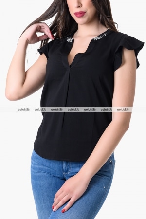 Blusa Guess donna nera con strass