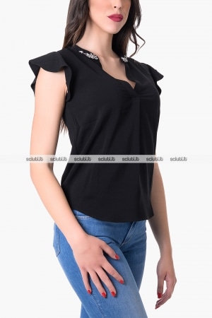 Blusa Guess donna nera con strass