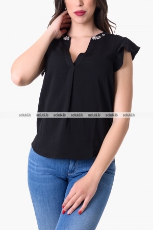 Blusa Guess donna nera con strass