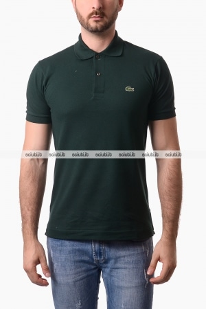 Polo Lacoste uomo verde scuro petit pique classic fit