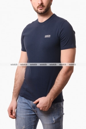 Tshirt Barbour uomo blu scuro girocollo logo