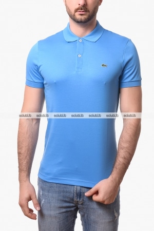 Polo Lacoste uomo celeste in cotone pima regular fit