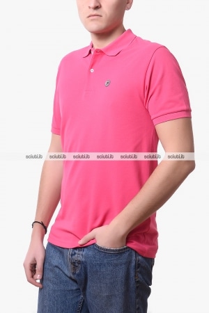 Polo Colmar uomo rosa in piquet di cotone logo patch