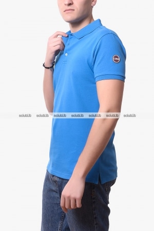 Polo Colmar uomo azzurra stretch logo patch manica