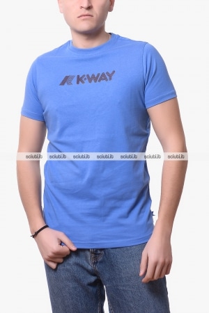 Tshirt Kway uomo blu in cotone Elliot 3D stripes logo