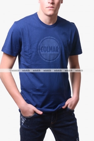 Tshirt Colmar uomo blu stampa logo in rilievo