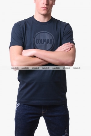 Tshirt Colmar uomo blu scuro stampa logo in rilievo