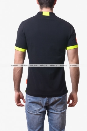 Polo SUN68 uomo nera logo fluo
