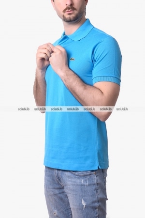 Polo Lacoste uomo blu chiaro petit pique classic fit