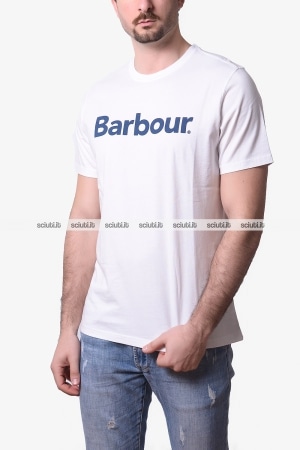 Tshirt Barbour uomo bianca maxi logo