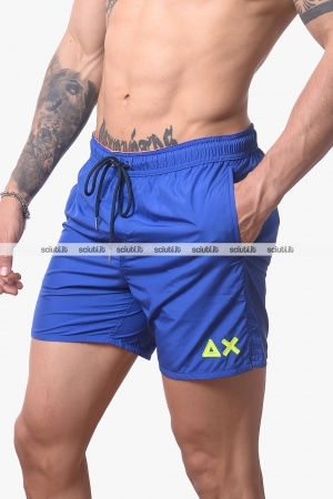 Costume boxer SUN68 uomo blu royal logo patch fluo