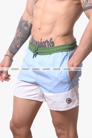 Costume boxer Colmar uomo bianco celeste color block vita elastica