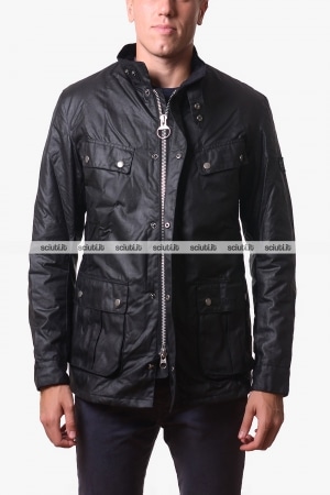 Giacca Barbour uomo nera International Duke in cotone spalmato