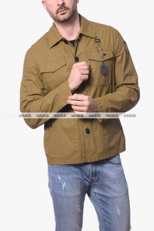 Giacca Blauer uomo beige scuro sfoderata in popeline Wyatt