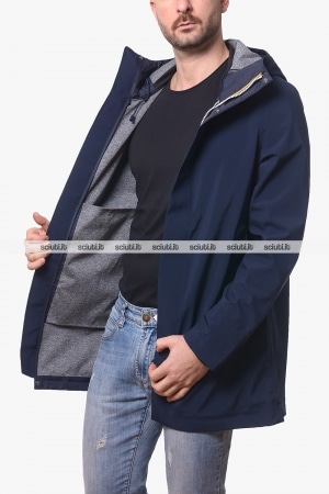 Giubbotto Kway uomo blu scuro Tommy bonded jersey