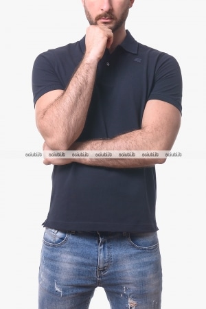 Polo Kway uomo blu scuro Amedee in piquet stretch