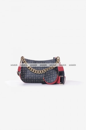 Tracolla piccola Pollini Heritage donna nero rosso maxi catena