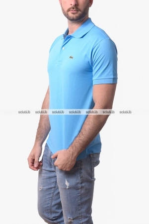 Polo Lacoste uomo celeste petit pique classic fit
