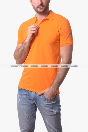 Polo Colmar uomo arancione stretch logo patch manica