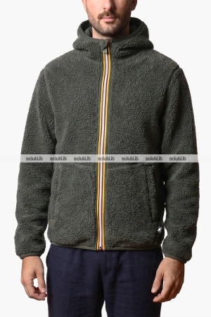 Felpa Kway uomo verde scuro reversibile Jack sherpa polar double