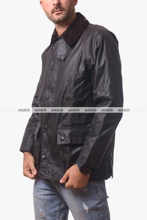 Giacca Barbour uomo marrone scuro Bedale in cotone spalmato