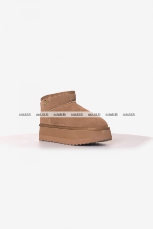 Stivaletti Liu Jo donna beige scuro Jane in suede platform