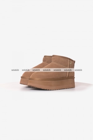 Stivaletti Liu Jo donna beige scuro Jane in suede platform