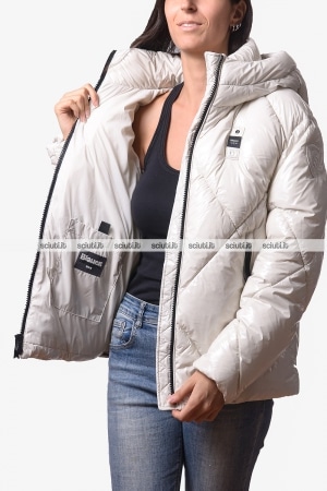 Piumino Blauer donna bianco panna pesante June a rombi imbottitura eco