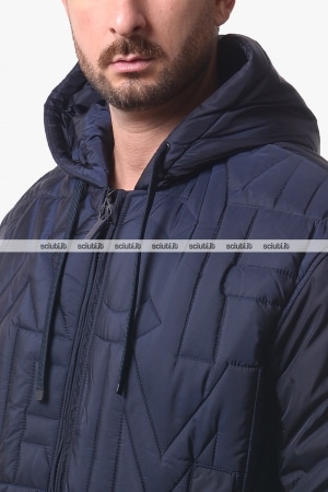 Giubbotto Armani Exchange uomo blu scuro logo trapuntato all over