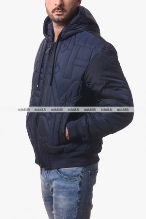 Giubbotto Armani Exchange uomo blu scuro logo trapuntato all over