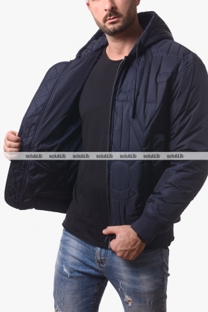 Giubbotto Armani Exchange uomo blu scuro logo trapuntato all over
