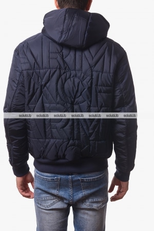 Giubbotto Armani Exchange uomo blu scuro logo trapuntato all over