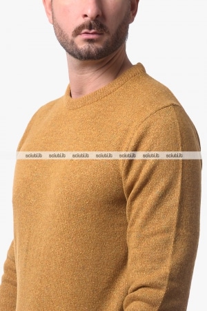 Maglione Barbour uomo giallo scuro Tisbury puntinato in lana