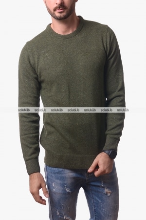 Maglione Barbour uomo verde scuro Tisbury puntinato in lana