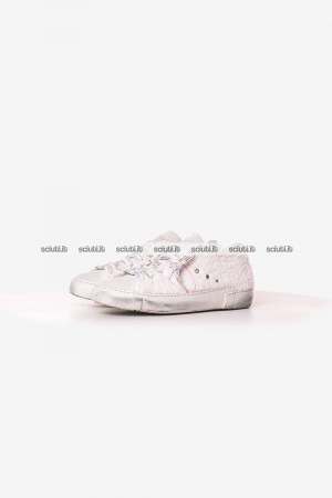 Scarpe Philippe Model donna bianche PRSX effetto teddy