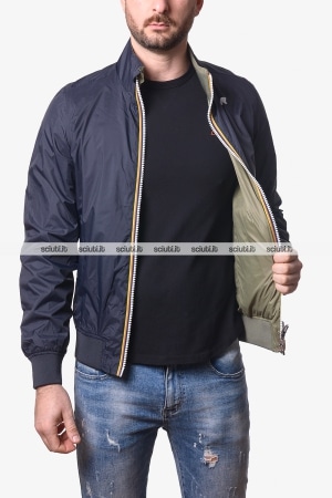 Giubbotto Kway uomo blu scuro verde reversibile Arsene plus 2 double