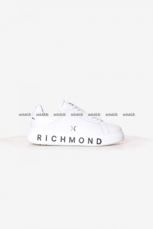 Scarpe John Richmond uomo bianche maxi logo suola