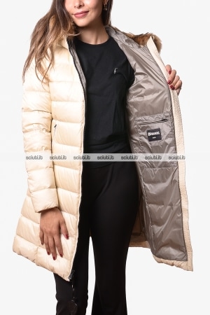 Piumino lungo Blauer donna bianco panna pesante Kristin in piuma