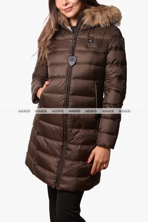 Piumino lungo Blauer donna marrone pesante Kristin in piuma