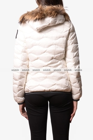 Piumino Blauer donna bianco Aldie ad onde cappuccio bordato