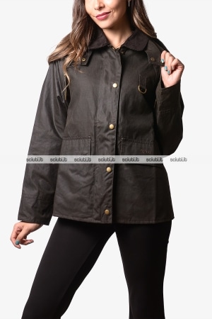 Giubbotto Barbour donna verde oliva Avon in cotone cerato