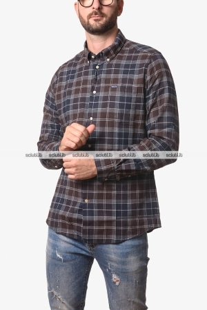 Camicia Barbour uomo blu scuro tartan Fortrose taglio sartoriale
